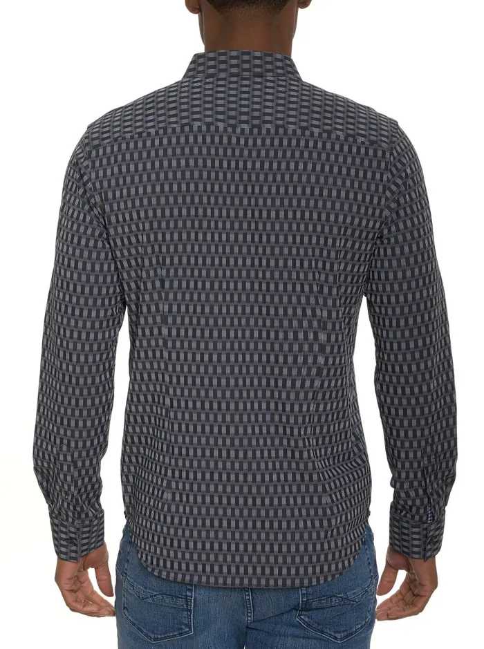 Men Long Sleeve Button Down Shirts Robert Graham NUCCI MOTION LONG SLEEVE BUTTON DOWN SHIRT Black