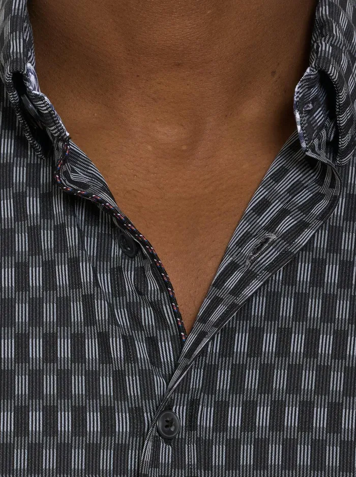 Men Long Sleeve Button Down Shirts Robert Graham NUCCI MOTION LONG SLEEVE BUTTON DOWN SHIRT Black