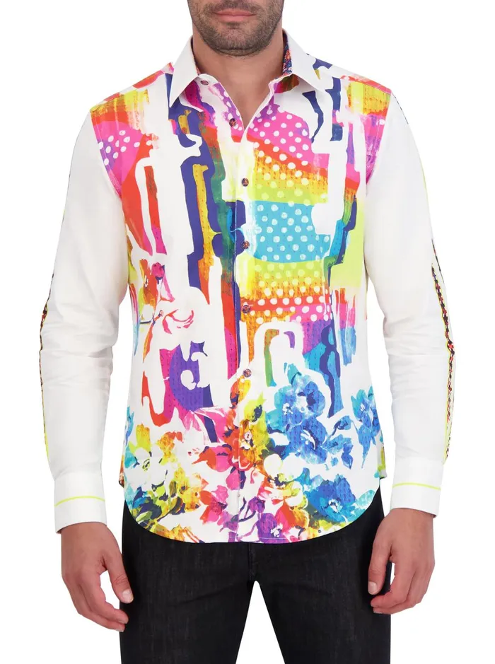 Men Long Sleeve Button Down Shirts Robert Graham VIBRANT SKULL LONG SLEEVE BUTTON DOWN SHIRT Multi