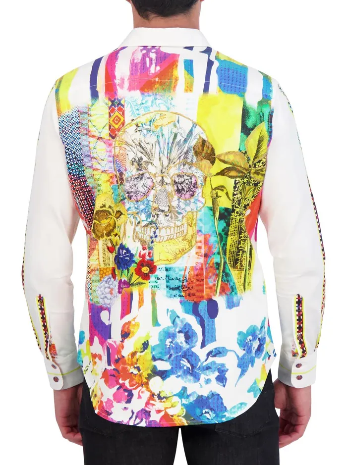 Men Long Sleeve Button Down Shirts Robert Graham VIBRANT SKULL LONG SLEEVE BUTTON DOWN SHIRT Multi