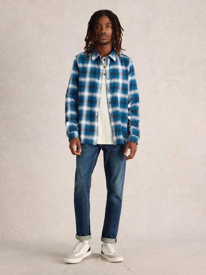 Men Moxley Flannel Checked Shirt Blue Multi White Stuff Shirts