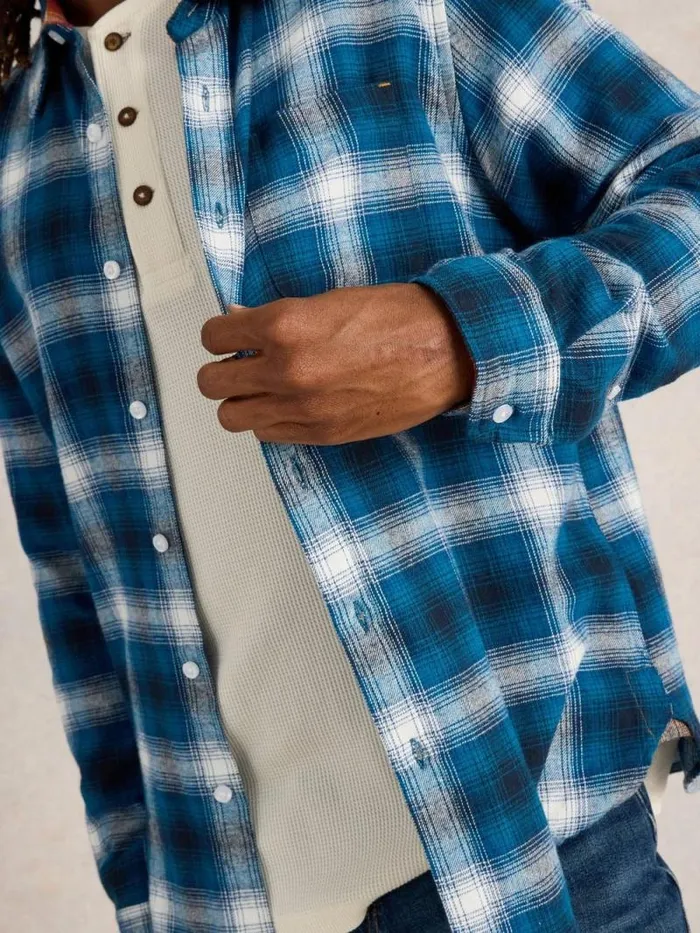 Men Moxley Flannel Checked Shirt Blue Multi White Stuff Shirts