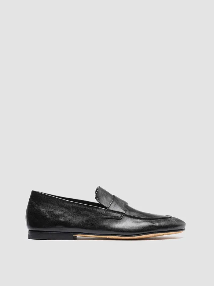 Men Officine Creative Footwear AIRTO 001 Black Leather Penny Loafers