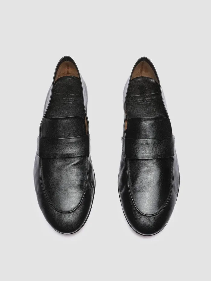 Men Officine Creative Footwear AIRTO 001 Black Leather Penny Loafers Men Officine Creative Footwear AIRTO 001 Black Leather Penny Loafers