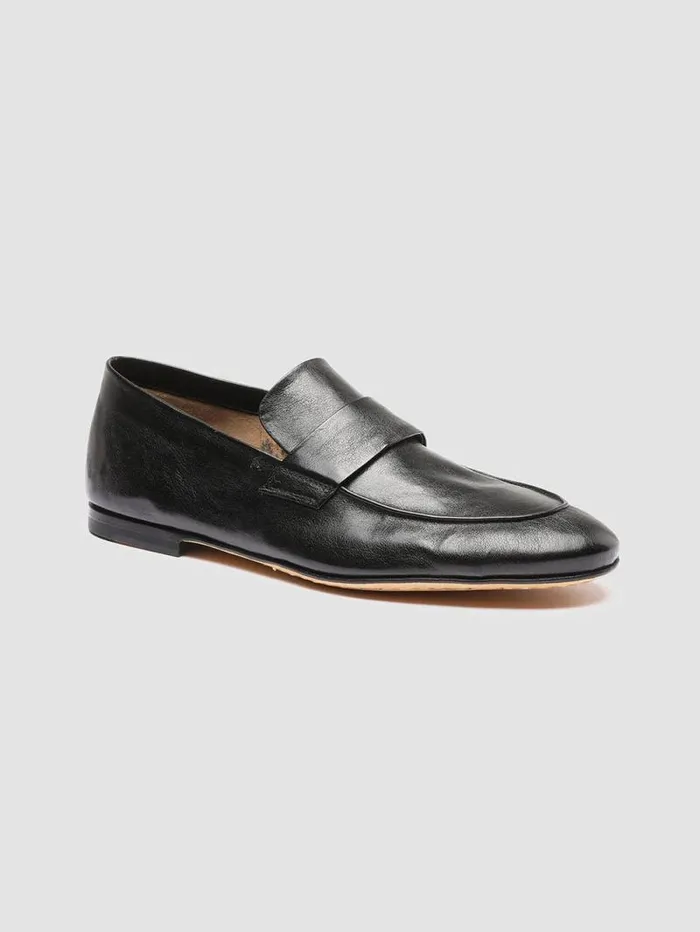 Men Officine Creative Footwear AIRTO 001 Black Leather Penny Loafers Men Officine Creative Footwear AIRTO 001 Black Leather Penny Loafers