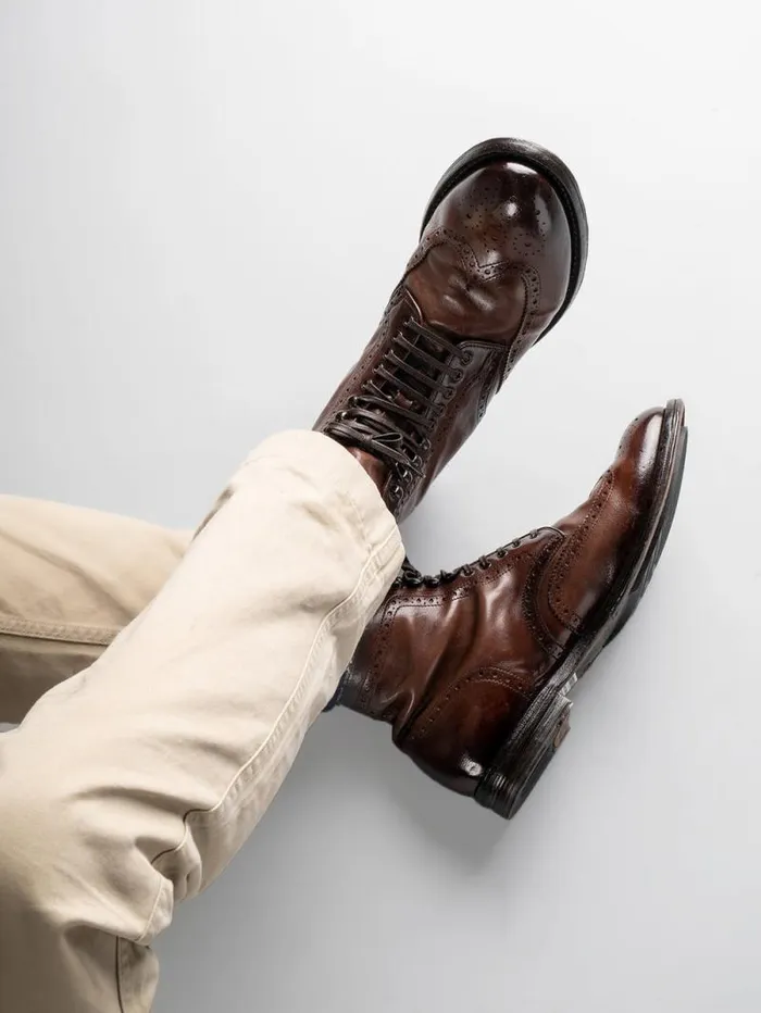 Men Officine Creative Footwear ANATOMIA 051 Brown Leather Ankle Boots Men Officine Creative Footwear ANATOMIA 051 Brown Leather Ankle Boots
