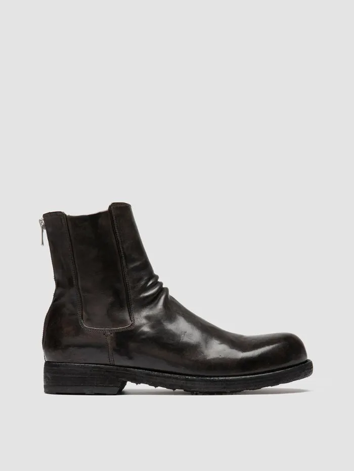 Men Officine Creative Footwear BULLA DD 104 Gray Leather Zipped Boots