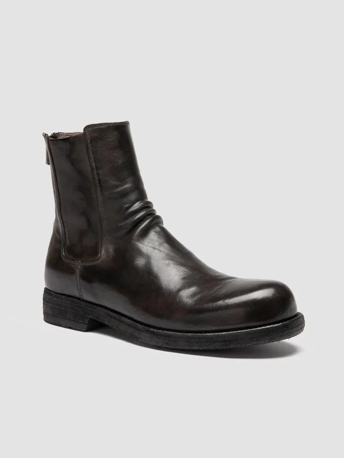 Men Officine Creative Footwear BULLA DD 104 Gray Leather Zipped Boots