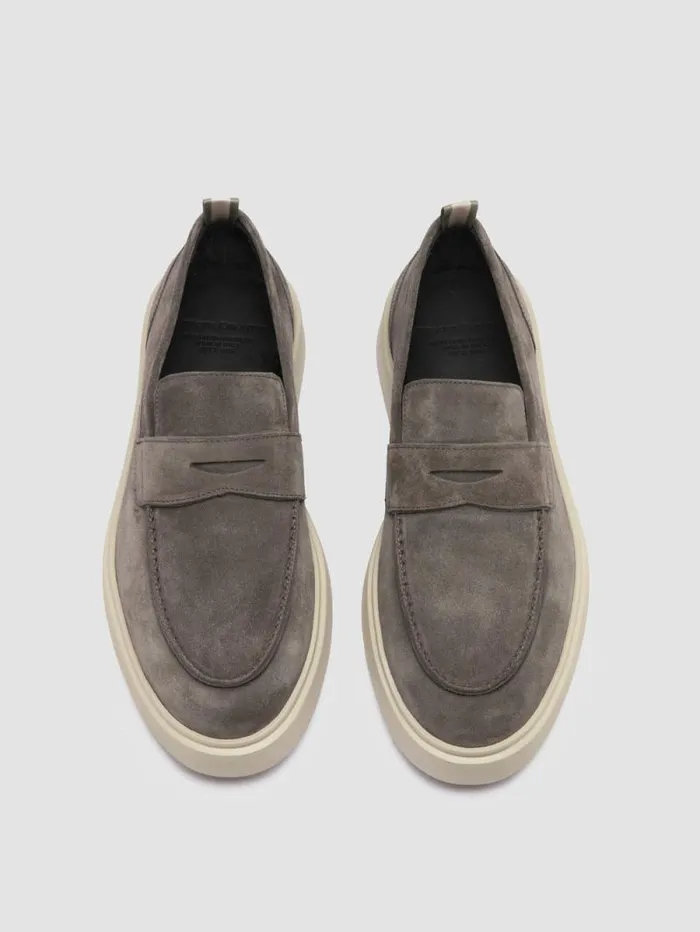 Men Officine Creative Footwear FRAME 001 Gray Suede Penny Loafers Men Officine Creative Footwear FRAME 001 Gray Suede Penny Loafers