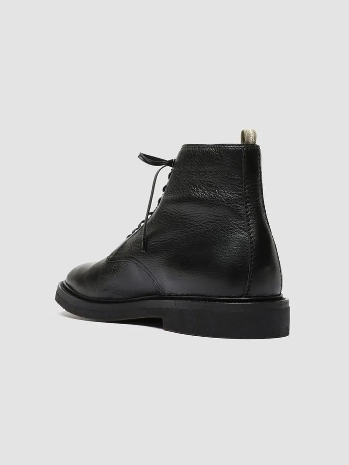 Men Officine Creative Footwear HOPKINS FLEXI 203 Black Leather Laceup Boots