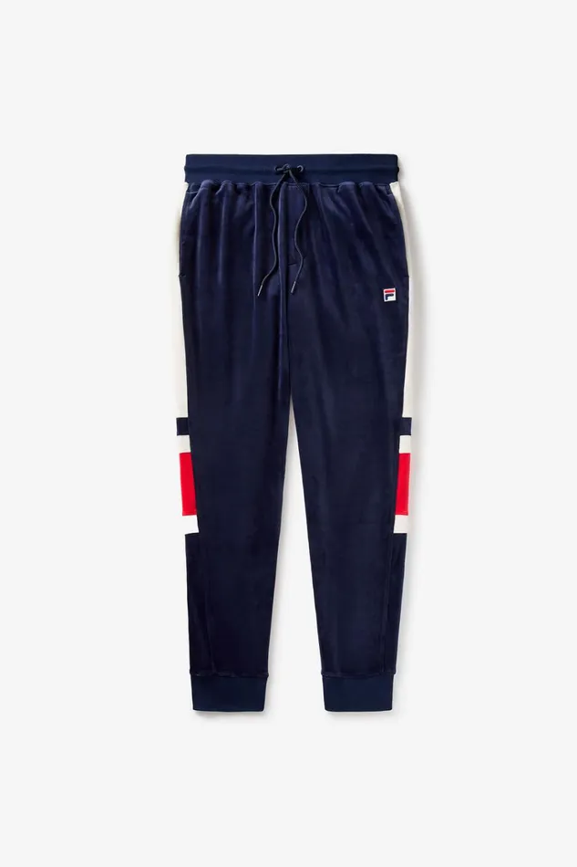 Men Pants and Shorts Fila Smart Retro Velour Block Track Pants 488 Fila Navygardeniafila Red