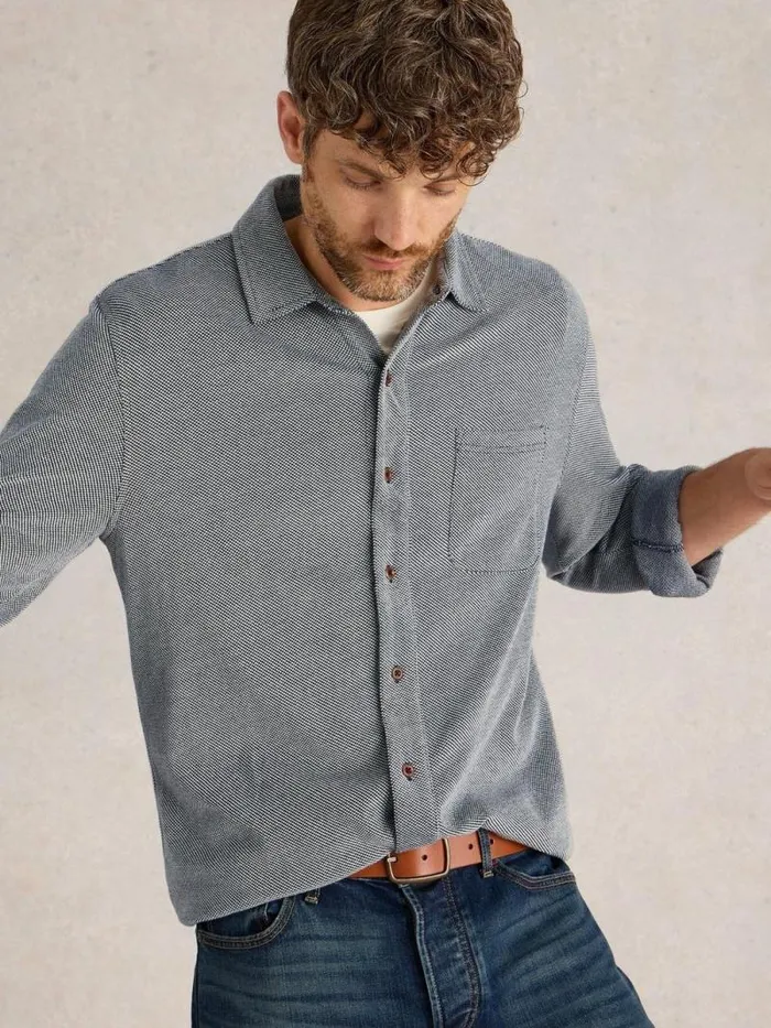 Men Pique Jersey Shirt Mid Grey White Stuff Shirts