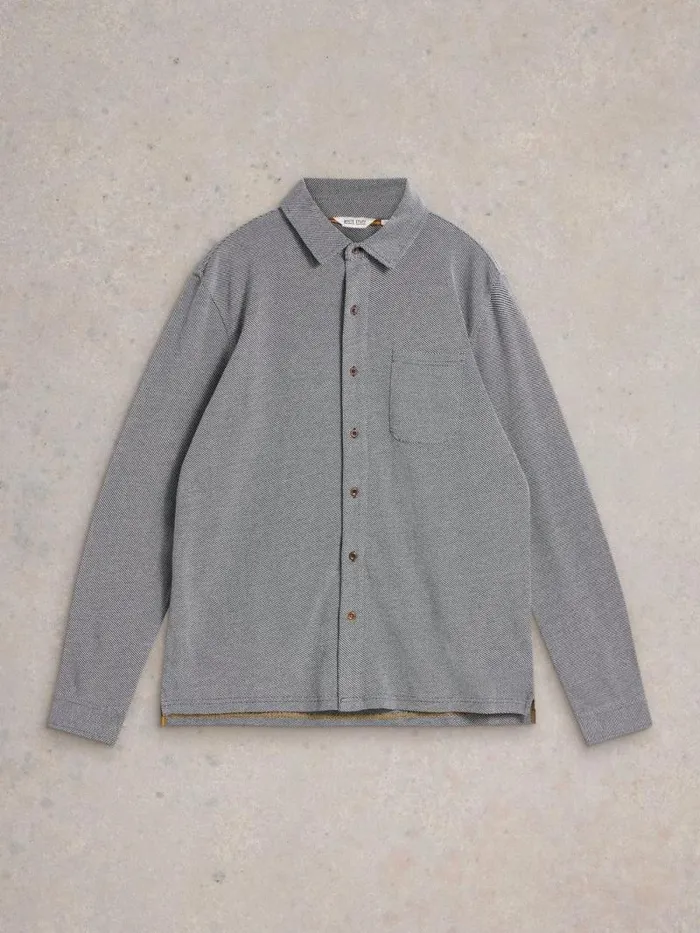 Men Pique Jersey Shirt Mid Grey White Stuff Shirts