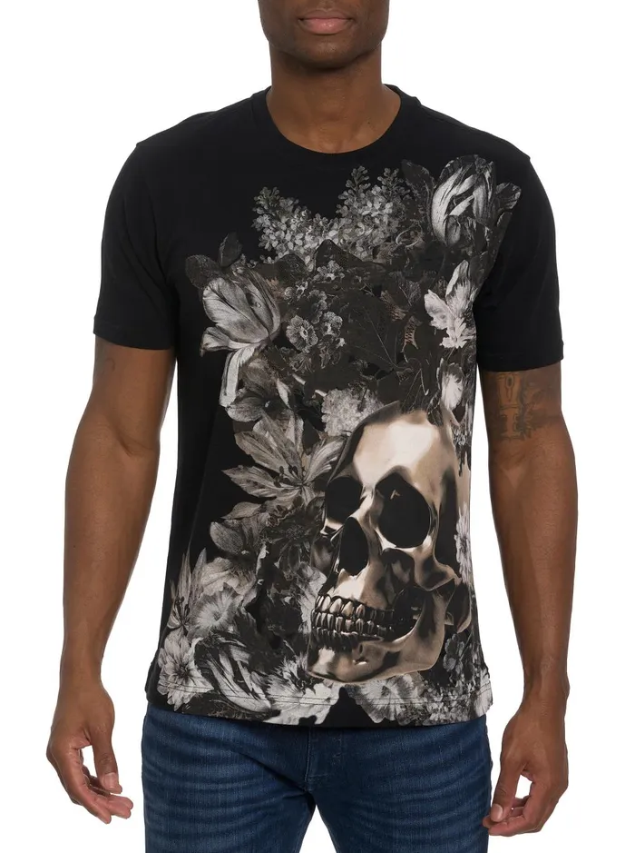 Men Polos and TShirts Robert Graham 24K SKULL TSHIRT Black