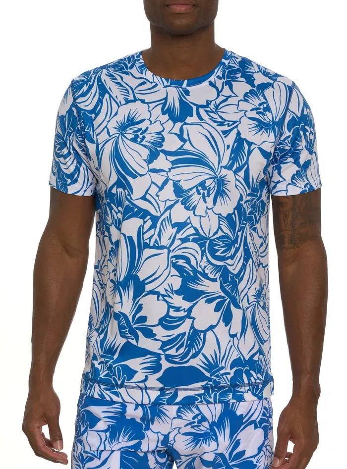Men Polos and TShirts Robert Graham BEACH HIBISCUS PERFORMANCE GRAPHIC TSHIRT Blue