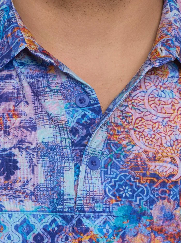 Men Polos and TShirts Robert Graham GENEVA KNIT POLO Blue