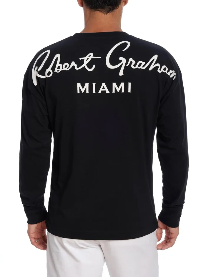 Men Polos and TShirts Robert Graham MIAMI LONG SLEEVE TSHIRT Black