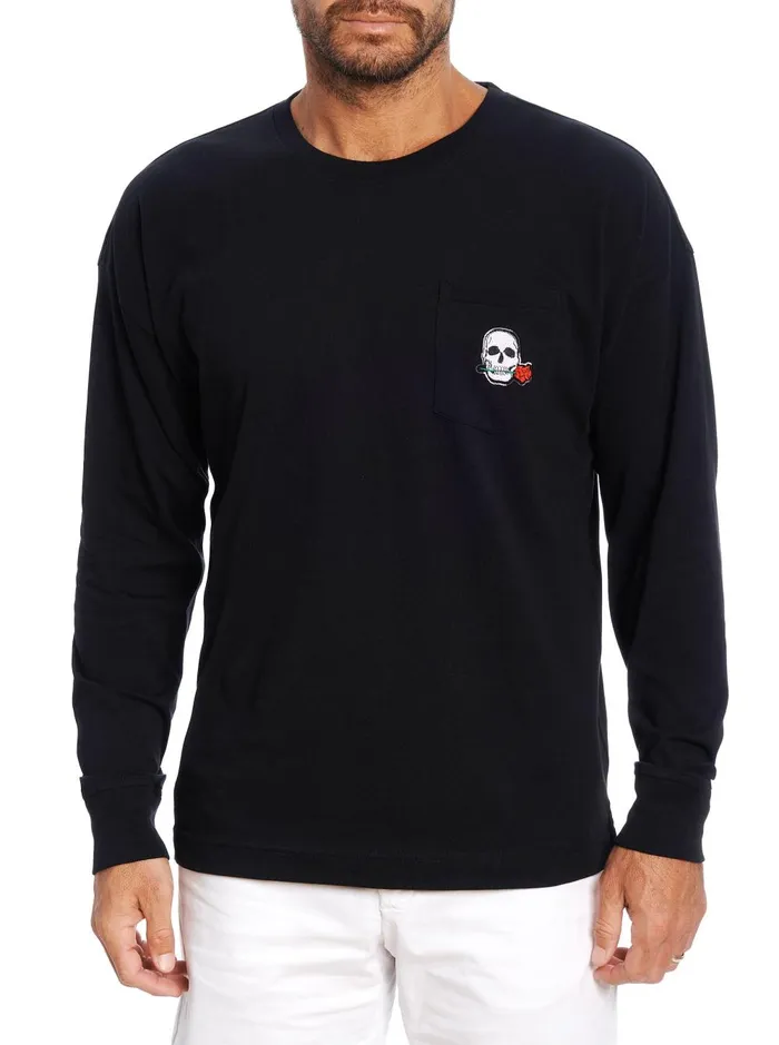 Men Polos and TShirts Robert Graham MIAMI LONG SLEEVE TSHIRT Black