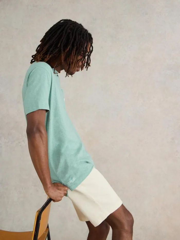 Men Shark Pocket Graphic Tee Mint Green White Stuff TShirts