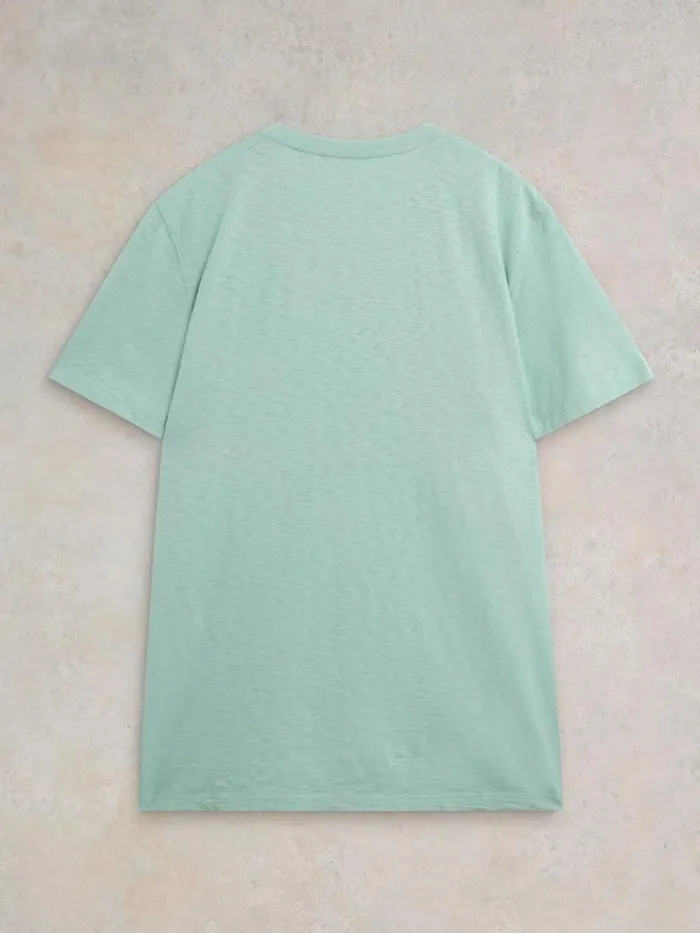 Men Shark Pocket Graphic Tee Mint Green White Stuff TShirts