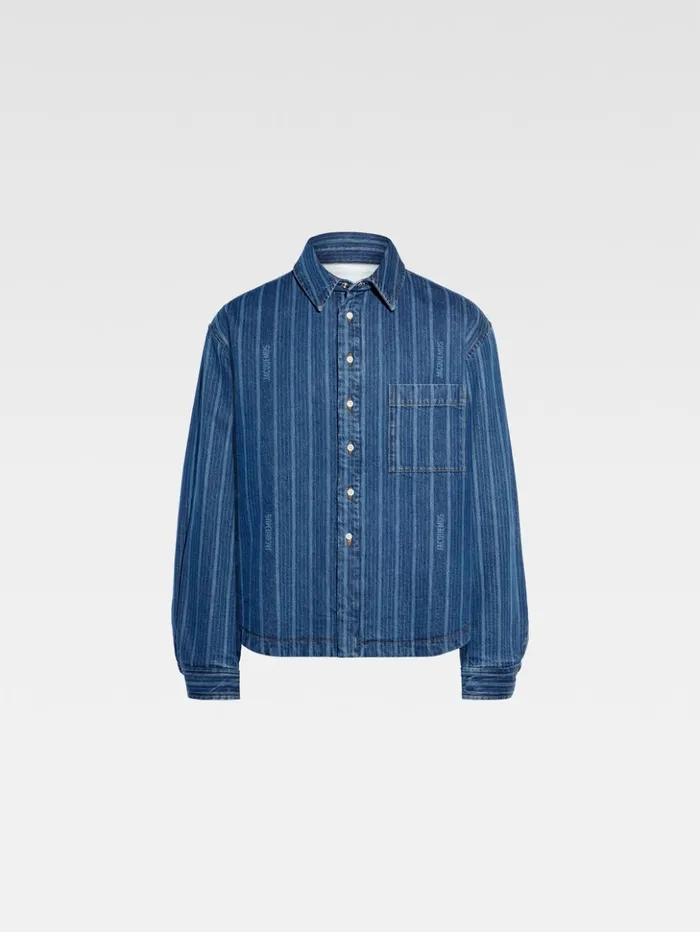 Men Shirts JACQUEMUS The Boulanger Shirt Print Blue Stripes Men Shirts JACQUEMUS The Boulanger Shirt Print Blue Stripes