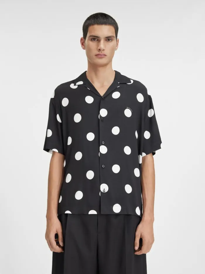 Men Shirts JACQUEMUS The Jean Shirt Print Dots Black and White Men Shirts JACQUEMUS The Jean Shirt Print Dots Black and White