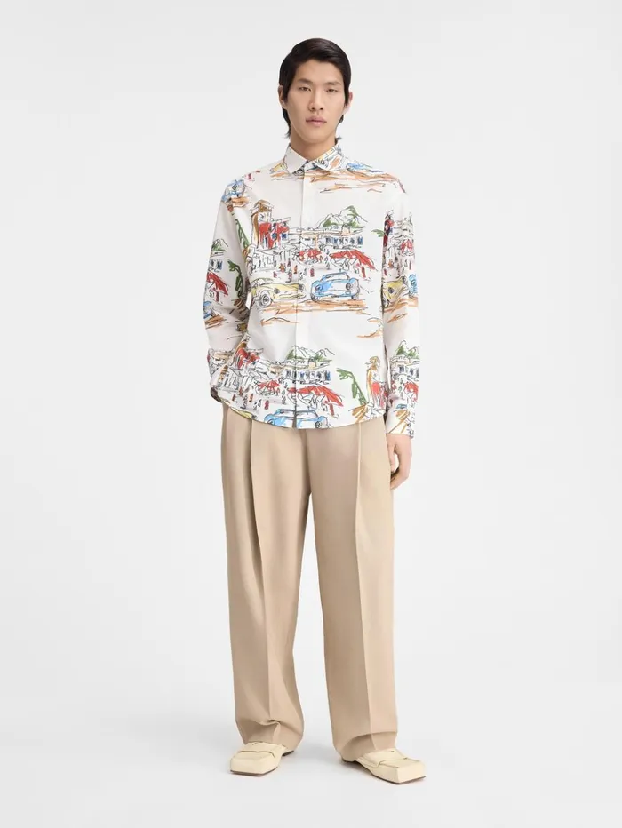 Men Shirts JACQUEMUS The Simon Shirt Print Capri Cars White
