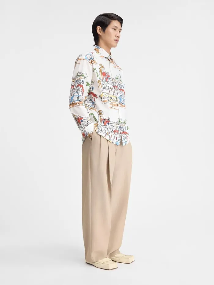 Men Shirts JACQUEMUS The Simon Shirt Print Capri Cars White Men Shirts JACQUEMUS The Simon Shirt Print Capri Cars White