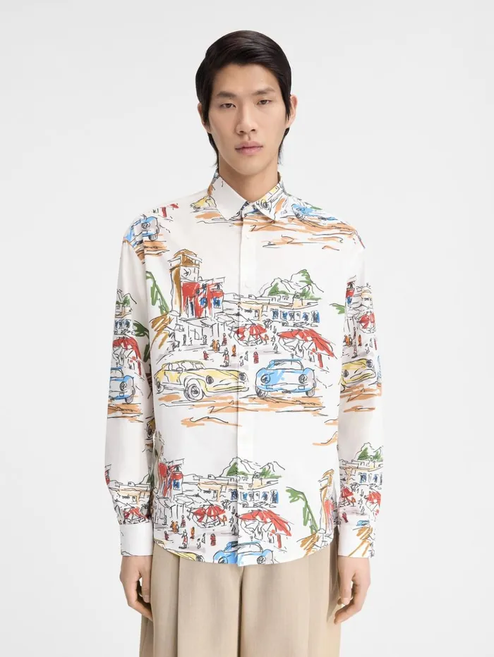 Men Shirts JACQUEMUS The Simon Shirt Print Capri Cars White Men Shirts JACQUEMUS The Simon Shirt Print Capri Cars White
