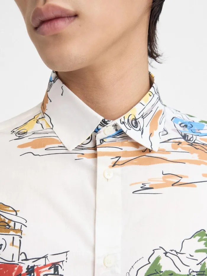 Men Shirts JACQUEMUS The Simon Shirt Print Capri Cars White Men Shirts JACQUEMUS The Simon Shirt Print Capri Cars White