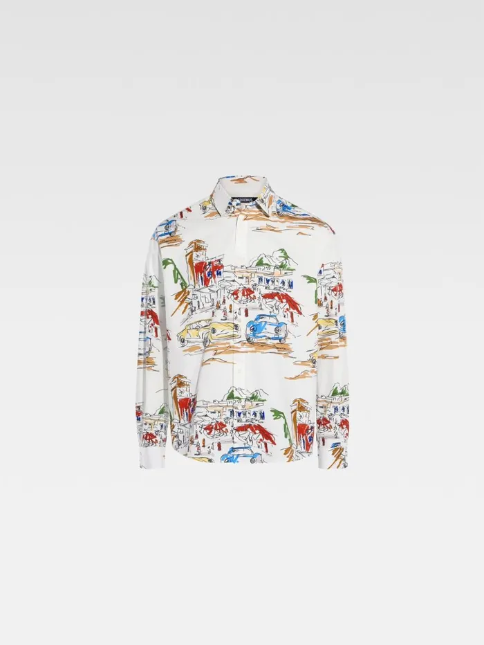 Men Shirts JACQUEMUS The Simon Shirt Print Capri Cars White Men Shirts JACQUEMUS The Simon Shirt Print Capri Cars White
