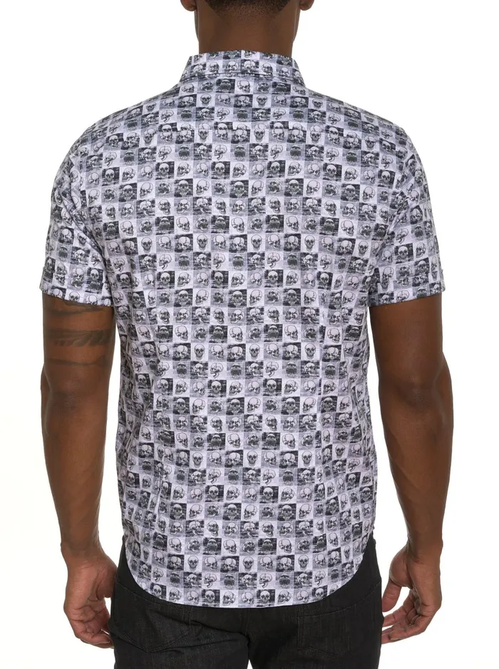 Men Short Sleeve Button Down Shirts Robert Graham BONEHEAD SHORT SLEEVE BUTTON DOWN SHIRT Black