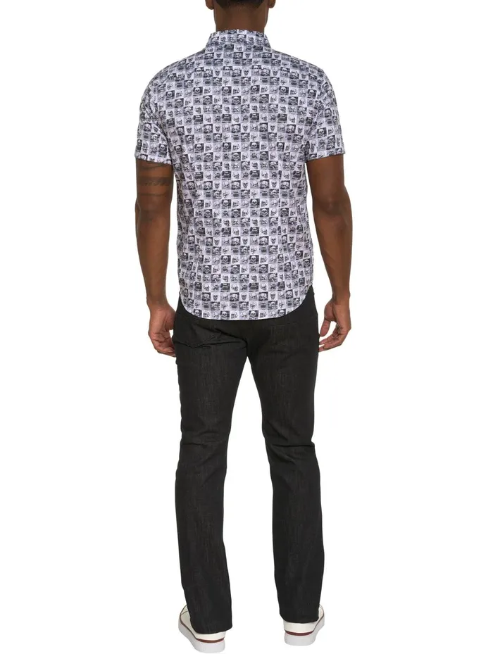 Men Short Sleeve Button Down Shirts Robert Graham BONEHEAD SHORT SLEEVE BUTTON DOWN SHIRT Black