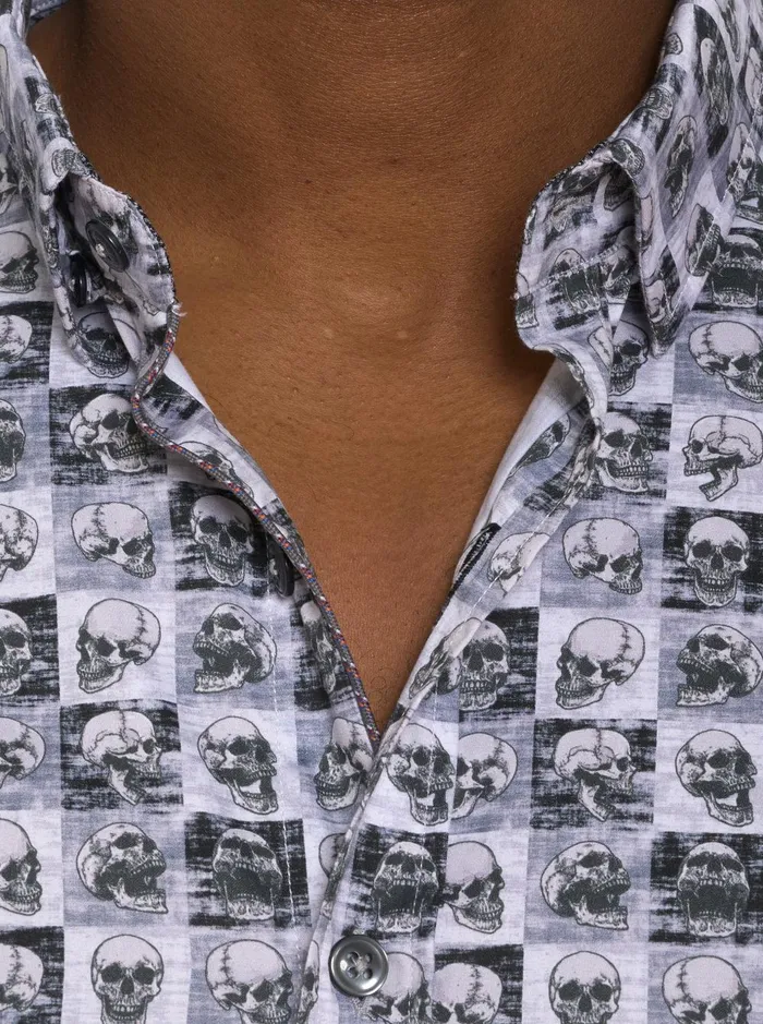 Men Short Sleeve Button Down Shirts Robert Graham BONEHEAD SHORT SLEEVE BUTTON DOWN SHIRT Black