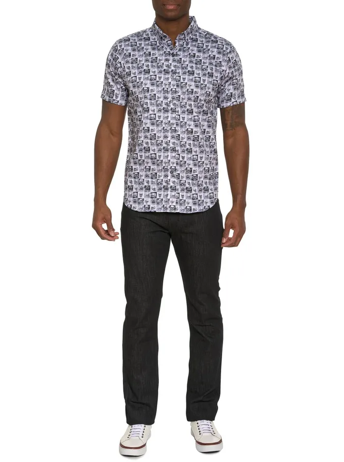 Men Short Sleeve Button Down Shirts Robert Graham BONEHEAD SHORT SLEEVE BUTTON DOWN SHIRT Black