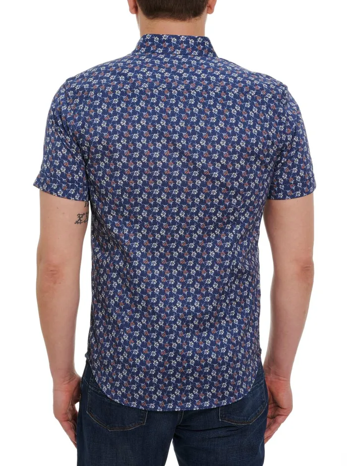 Men Short Sleeve Button Down Shirts Robert Graham FLORAS SHORT SLEEVE BUTTON DOWN SHIRT Navy