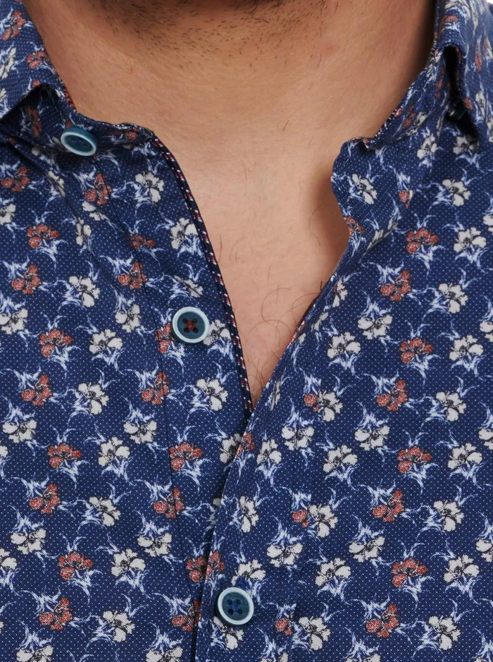 Men Short Sleeve Button Down Shirts Robert Graham FLORAS SHORT SLEEVE BUTTON DOWN SHIRT Navy