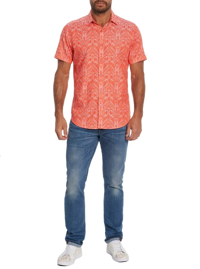 Men Short Sleeve Button Down Shirts Robert Graham HIGHLAND SHORT SLEEVE BUTTON DOWN SHIRT Classic