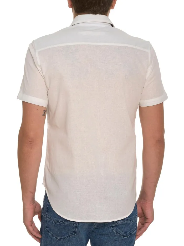 Men Short Sleeve Button Down Shirts Robert Graham THE ACE SHORT SLEEVE BUTTON DOWN SHIRT White