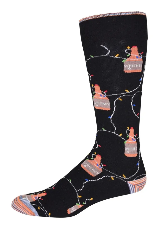 Men Socks Robert Graham WHISKEY LIGHTS KNIT SOCKS Black