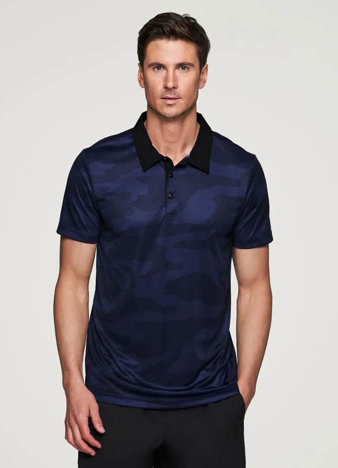 Men Stay On Course Camo Polo Navy RBX Active TShirts