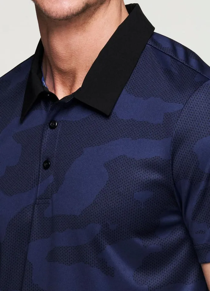 Men Stay On Course Camo Polo Navy RBX Active TShirts