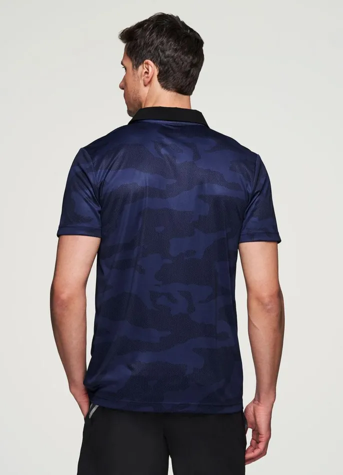 Men Stay On Course Camo Polo Navy RBX Active TShirts