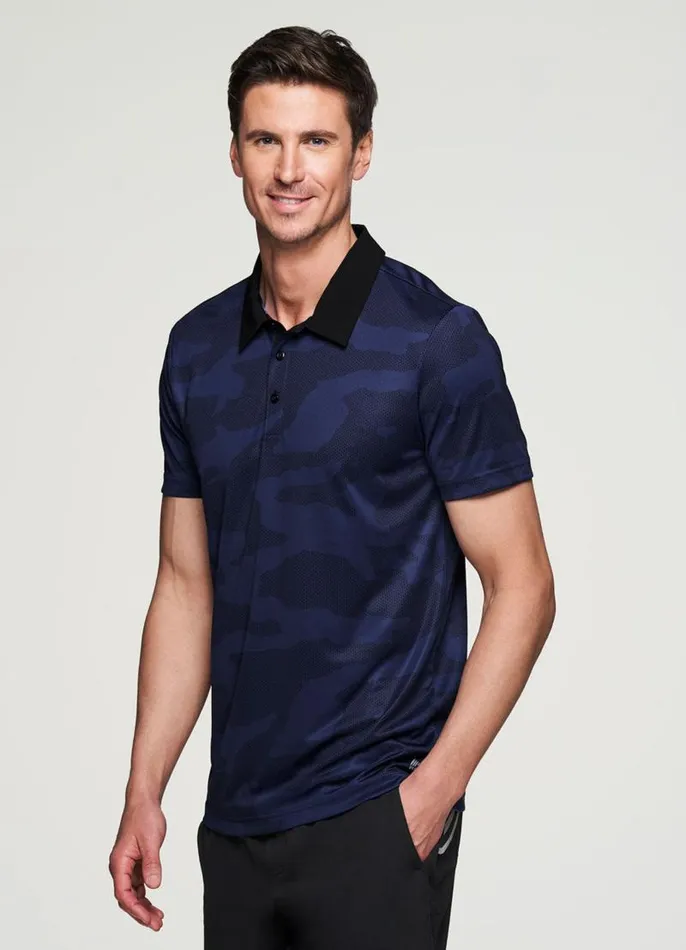 Men Stay On Course Camo Polo Navy RBX Active TShirts