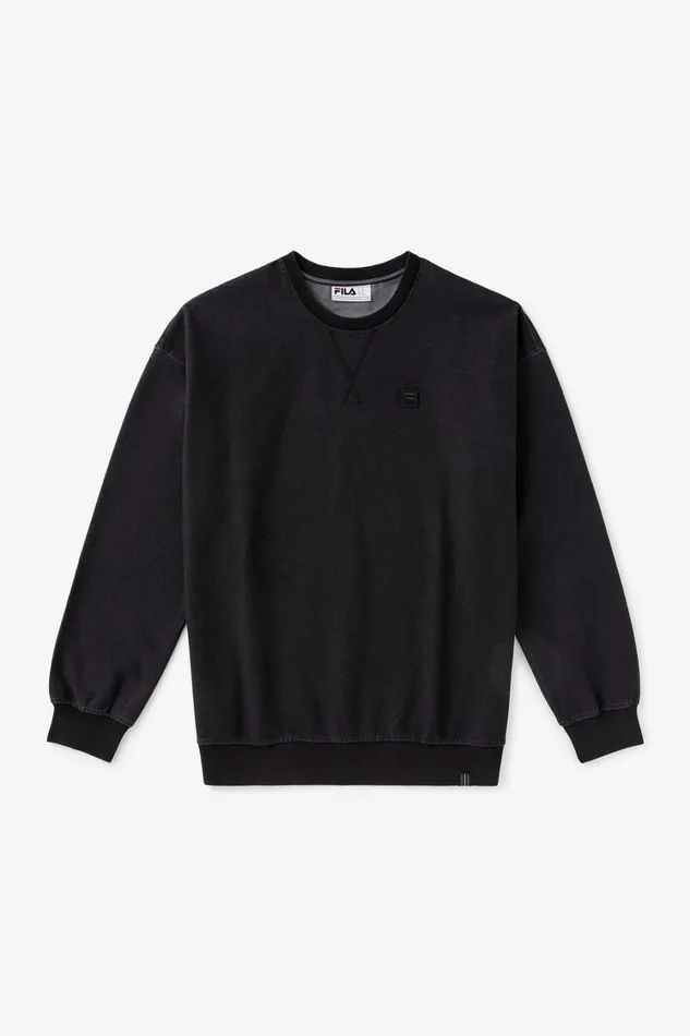 Men Sweatshirts and Hoodies Fila Denim Research Crew Neck 001 Black
