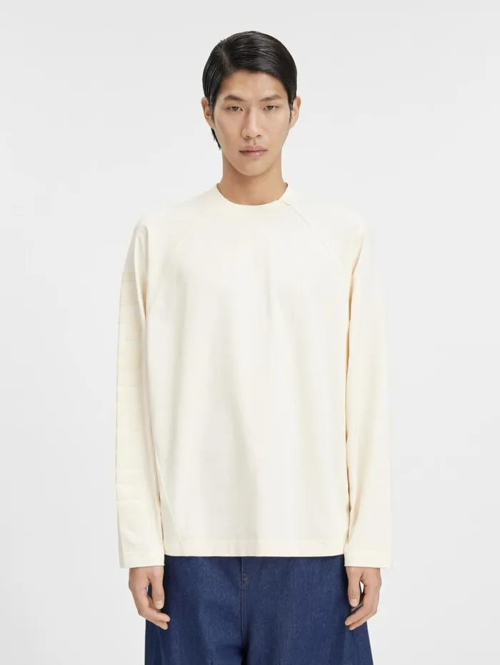 Men Tshirts JACQUEMUS The Typo Longsleeve Tshirt Light Beige
