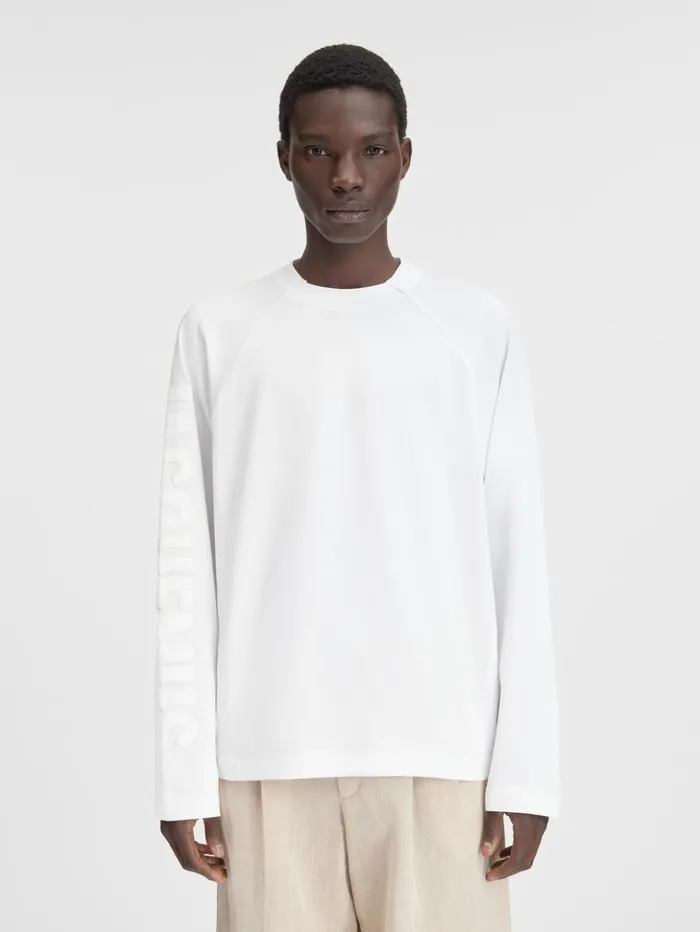Men Tshirts JACQUEMUS The Typo Longsleeve Tshirt White