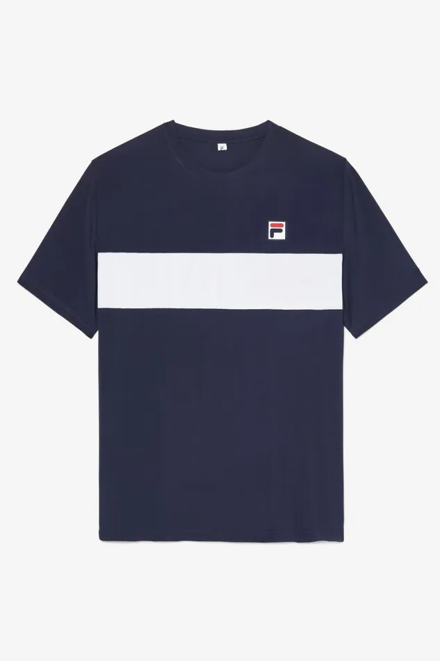 Men Tennis Fila Tennis Essentials Short Sleeve Crew 412 Fila Navy White
