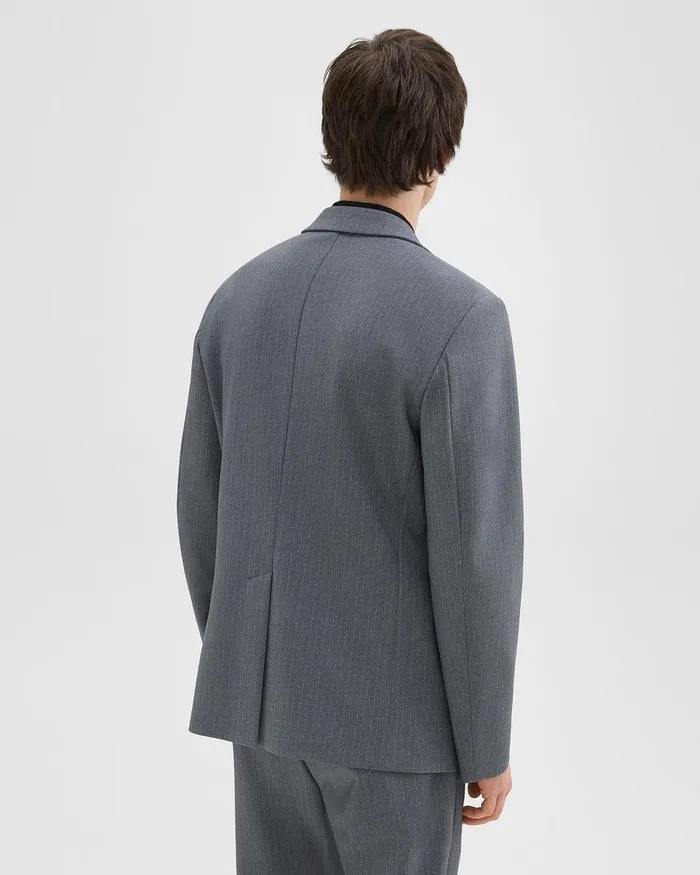 Men Theory Blazers Jackets Clinton Blazer In Herringbone Precision Ponte Grey Melange