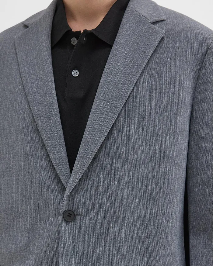 Men Theory Blazers Jackets Clinton Blazer In Herringbone Precision Ponte Grey Melange